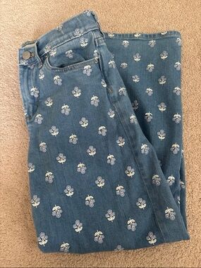 Crewcuts block print wide leg jeans size 10